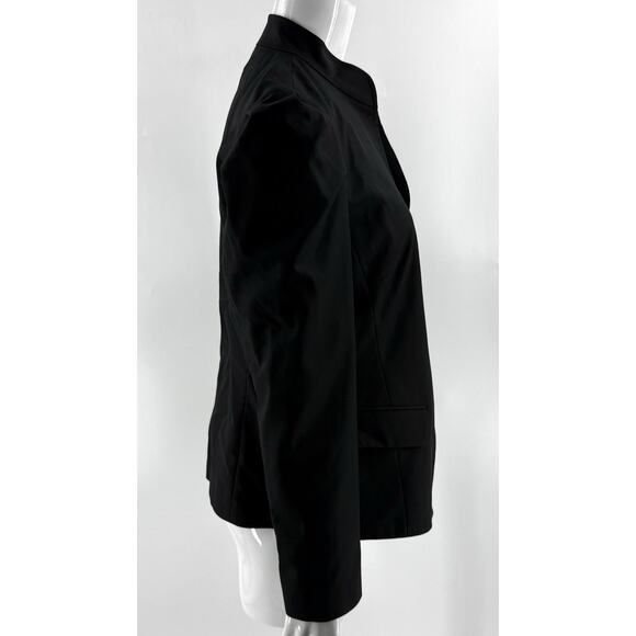 Lafayette 148 Blazer Jacket Womens Sz 12 Black Ruched Shoulder Hook Eye Closure - Picture 3 of 8